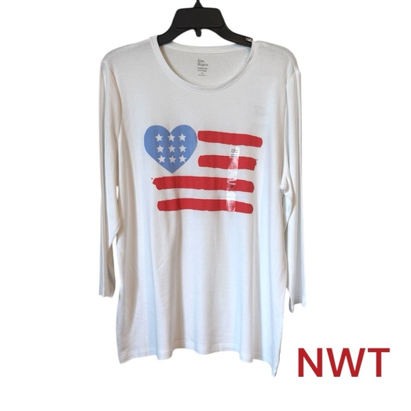 Kim Rogers Tops - NWT  Kim Rogers  SUMMER/PATRIOTIC 3/4 SLEEVE  TOP     XLARGE   #CL